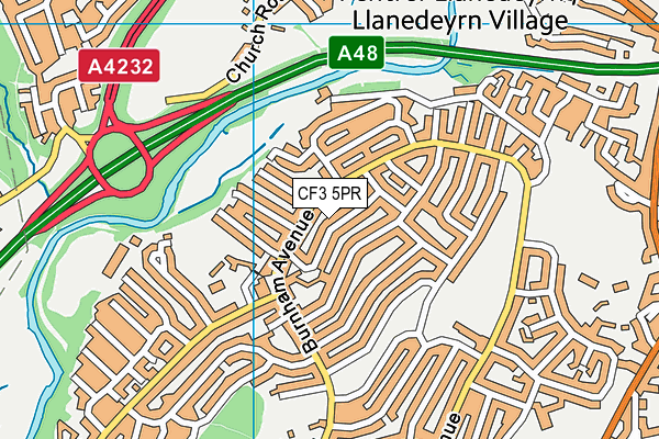 CF3 5PR map - OS VectorMap District (Ordnance Survey)