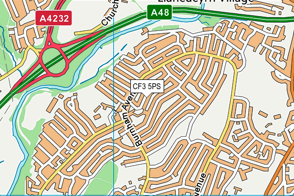 CF3 5PS map - OS VectorMap District (Ordnance Survey)