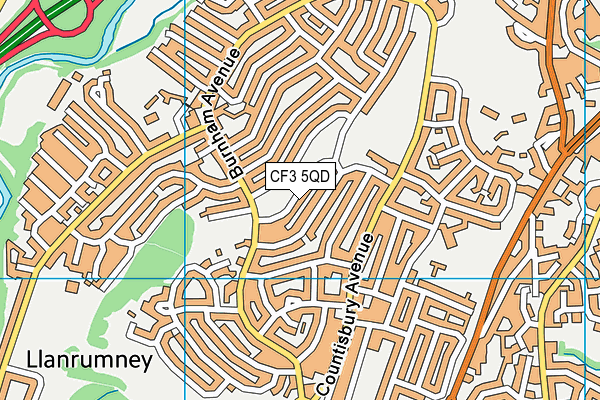 CF3 5QD map - OS VectorMap District (Ordnance Survey)