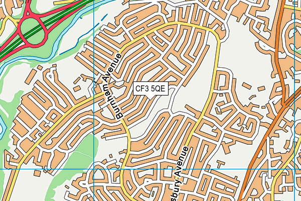 CF3 5QE map - OS VectorMap District (Ordnance Survey)