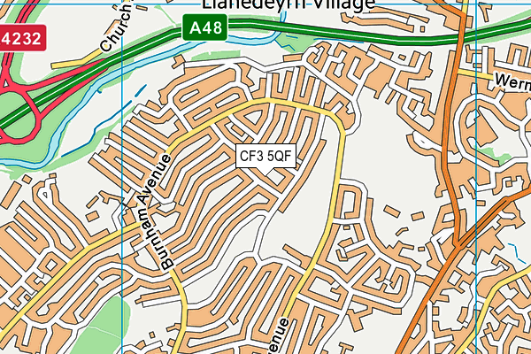 CF3 5QF map - OS VectorMap District (Ordnance Survey)