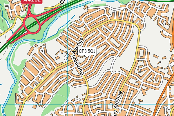 CF3 5QJ map - OS VectorMap District (Ordnance Survey)