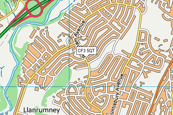 CF3 5QT map - OS VectorMap District (Ordnance Survey)