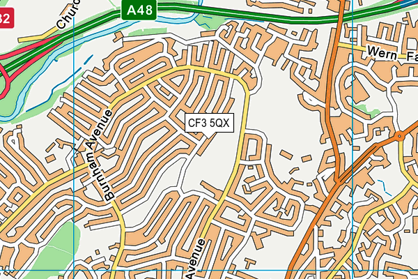CF3 5QX map - OS VectorMap District (Ordnance Survey)