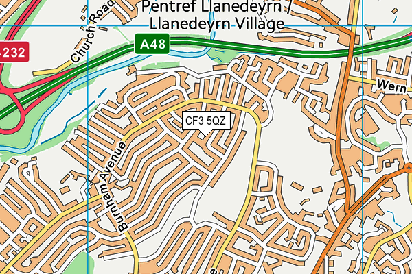 CF3 5QZ map - OS VectorMap District (Ordnance Survey)