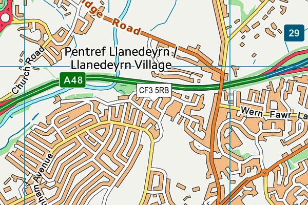 CF3 5RB map - OS VectorMap District (Ordnance Survey)