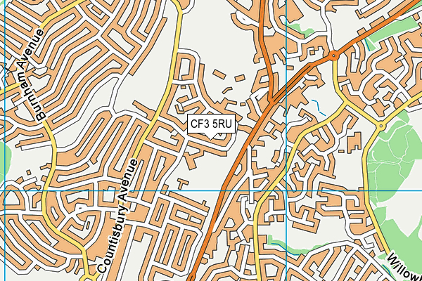 CF3 5RU map - OS VectorMap District (Ordnance Survey)