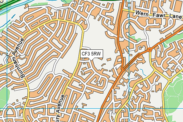 CF3 5RW map - OS VectorMap District (Ordnance Survey)