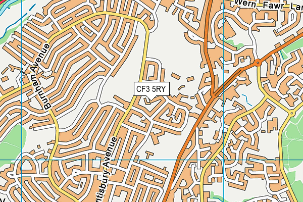 CF3 5RY map - OS VectorMap District (Ordnance Survey)