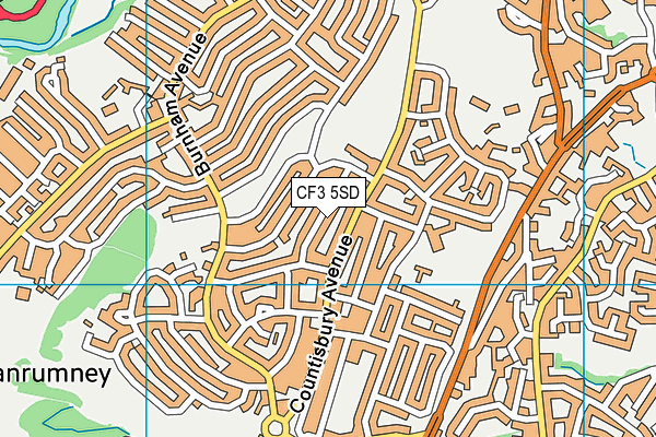 CF3 5SD map - OS VectorMap District (Ordnance Survey)