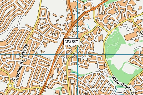 CF3 5ST map - OS VectorMap District (Ordnance Survey)