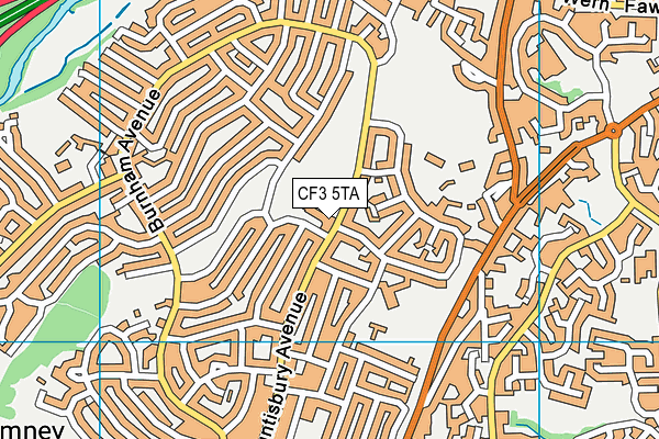 CF3 5TA map - OS VectorMap District (Ordnance Survey)