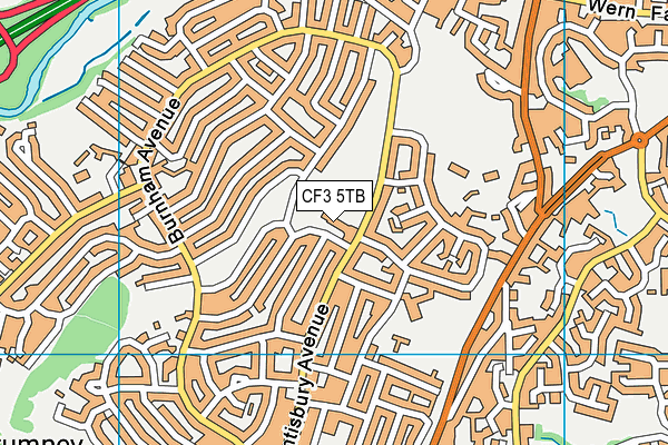 CF3 5TB map - OS VectorMap District (Ordnance Survey)