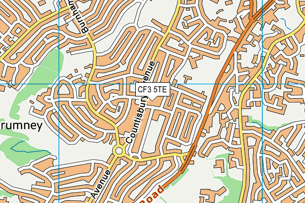 CF3 5TE map - OS VectorMap District (Ordnance Survey)