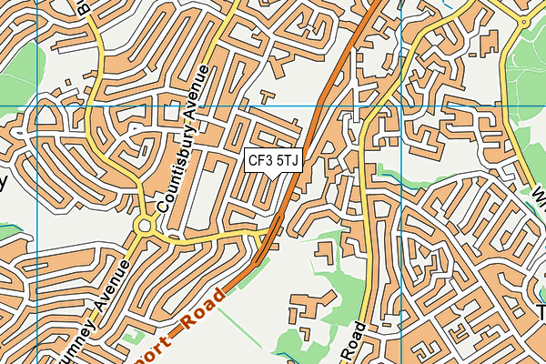 CF3 5TJ map - OS VectorMap District (Ordnance Survey)