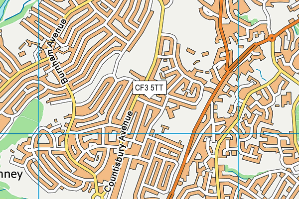 CF3 5TT map - OS VectorMap District (Ordnance Survey)