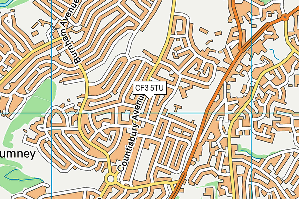 CF3 5TU map - OS VectorMap District (Ordnance Survey)