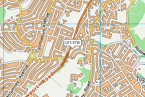 CF3 5TW map - OS VectorMap District (Ordnance Survey)
