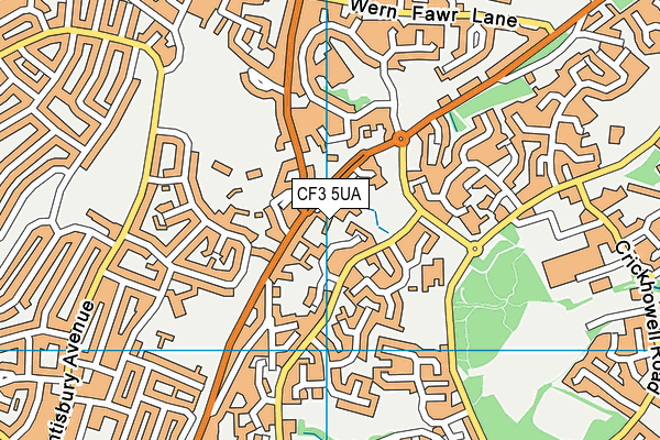 CF3 5UA map - OS VectorMap District (Ordnance Survey)
