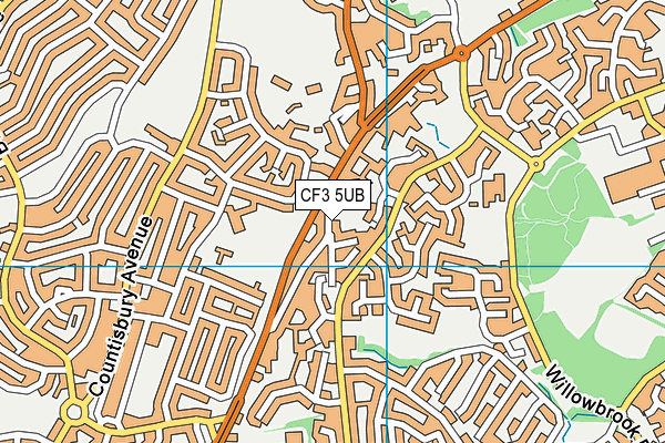 CF3 5UB map - OS VectorMap District (Ordnance Survey)
