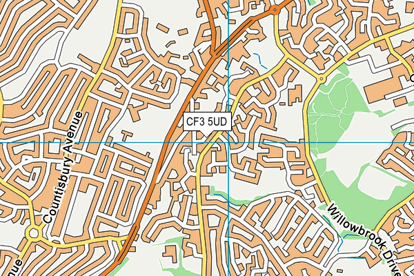 CF3 5UD map - OS VectorMap District (Ordnance Survey)