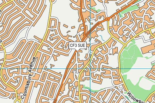 CF3 5UE map - OS VectorMap District (Ordnance Survey)