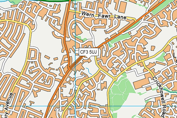CF3 5UJ map - OS VectorMap District (Ordnance Survey)
