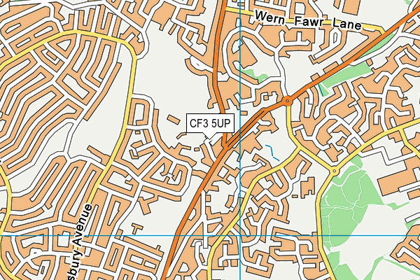 CF3 5UP map - OS VectorMap District (Ordnance Survey)