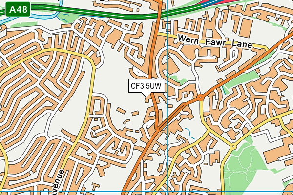 CF3 5UW map - OS VectorMap District (Ordnance Survey)