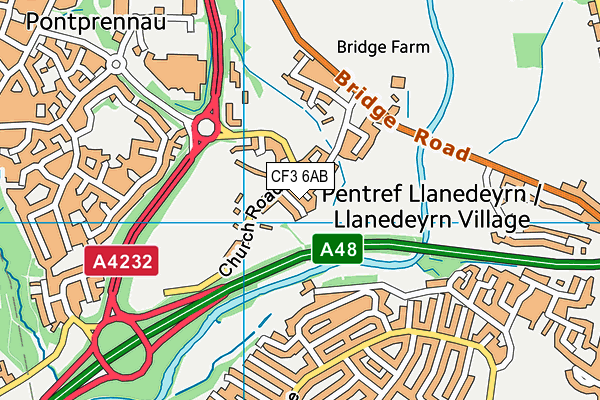 CF3 6AB map - OS VectorMap District (Ordnance Survey)