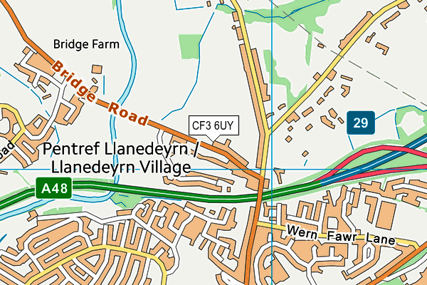 CF3 6UY map - OS VectorMap District (Ordnance Survey)