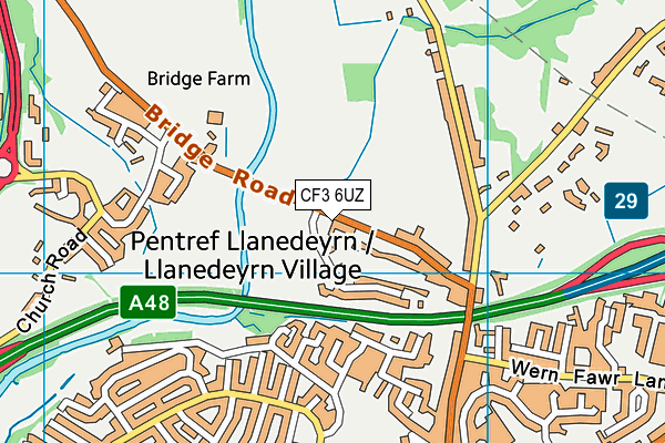 CF3 6UZ map - OS VectorMap District (Ordnance Survey)