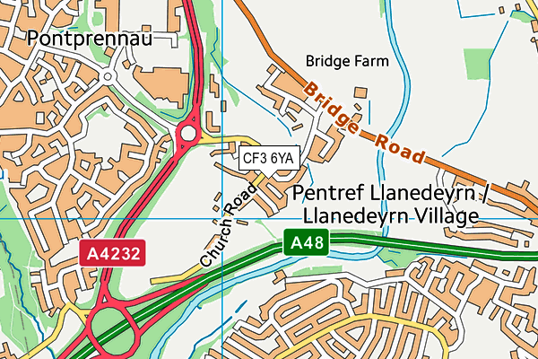 CF3 6YA map - OS VectorMap District (Ordnance Survey)