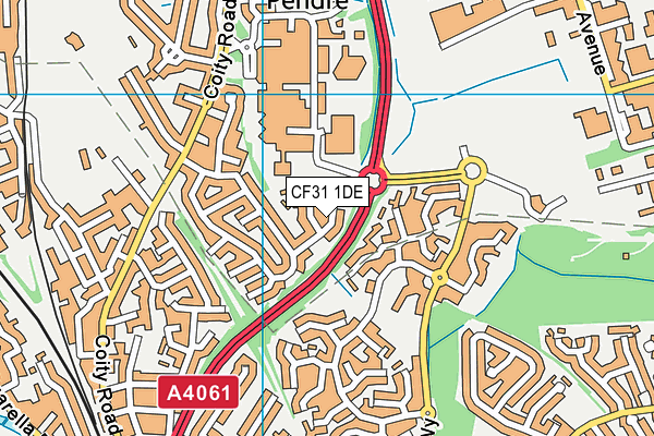 CF31 1DE map - OS VectorMap District (Ordnance Survey)