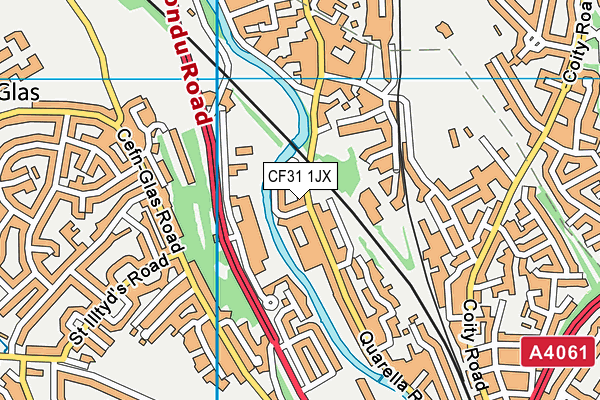 CF31 1JX map - OS VectorMap District (Ordnance Survey)