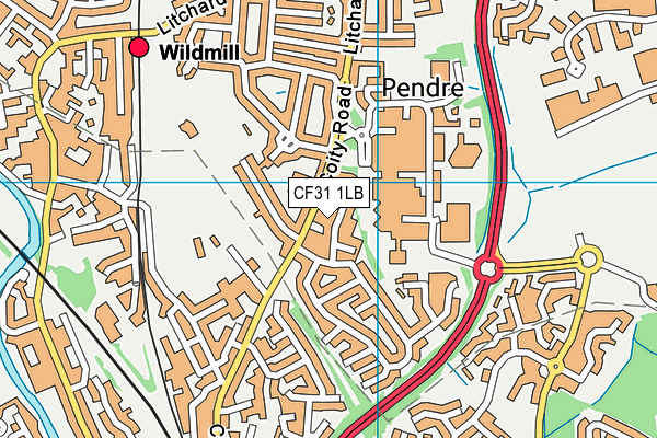 CF31 1LB map - OS VectorMap District (Ordnance Survey)