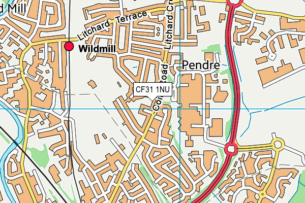 CF31 1NU map - OS VectorMap District (Ordnance Survey)