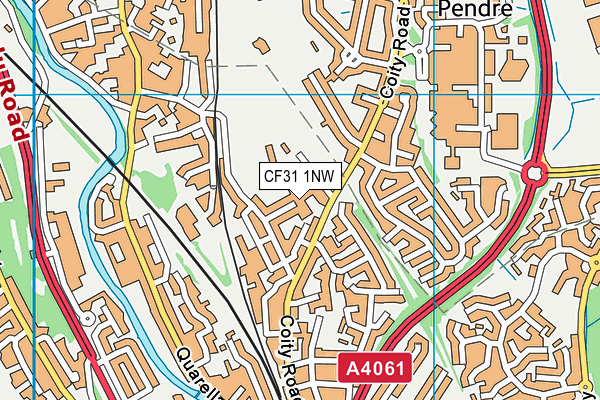 CF31 1NW map - OS VectorMap District (Ordnance Survey)