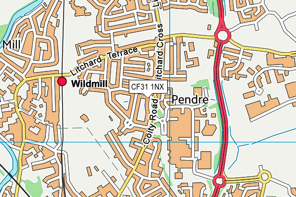 CF31 1NX map - OS VectorMap District (Ordnance Survey)