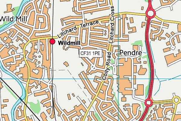 CF31 1PE map - OS VectorMap District (Ordnance Survey)