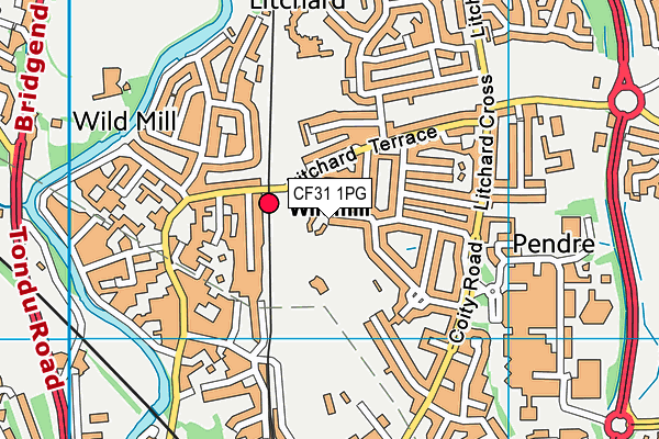 CF31 1PG map - OS VectorMap District (Ordnance Survey)