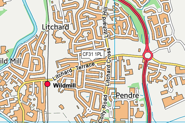 CF31 1PL map - OS VectorMap District (Ordnance Survey)