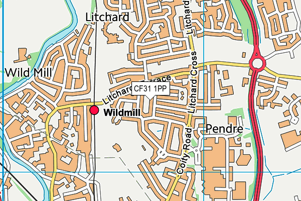 CF31 1PP map - OS VectorMap District (Ordnance Survey)