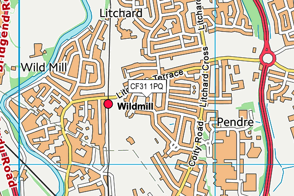 CF31 1PQ map - OS VectorMap District (Ordnance Survey)