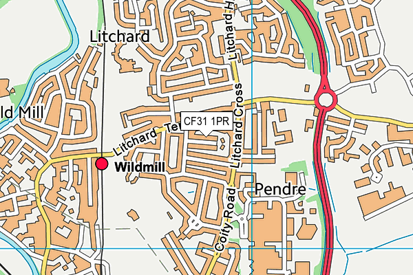 CF31 1PR map - OS VectorMap District (Ordnance Survey)