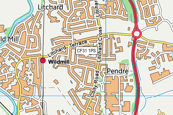 CF31 1PS map - OS VectorMap District (Ordnance Survey)