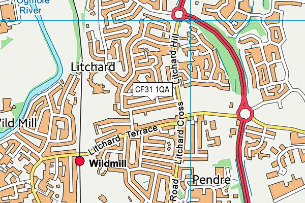 CF31 1QA map - OS VectorMap District (Ordnance Survey)