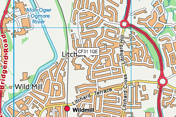 CF31 1QE map - OS VectorMap District (Ordnance Survey)