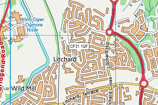 CF31 1QF map - OS VectorMap District (Ordnance Survey)