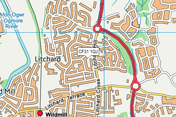 CF31 1QJ map - OS VectorMap District (Ordnance Survey)